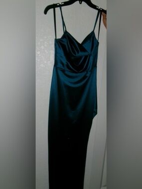 Satin Teal Slip Dress Windsor
